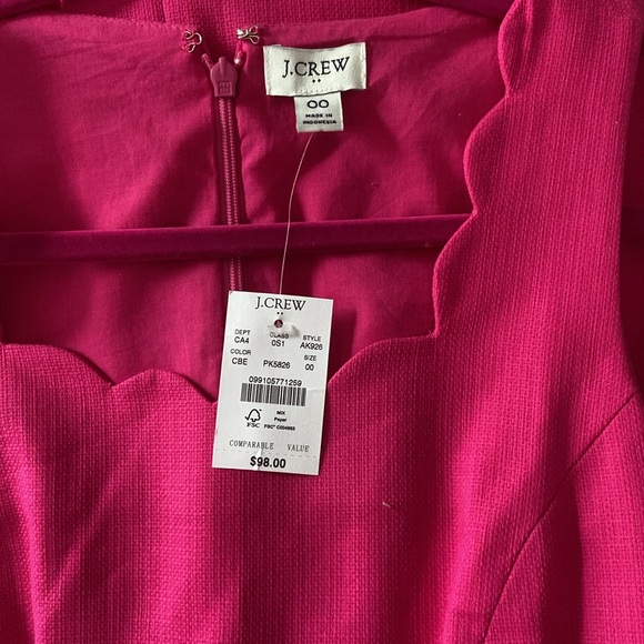 J.Crew scalloped magenta dress in size 00 - Picture 3 of 4